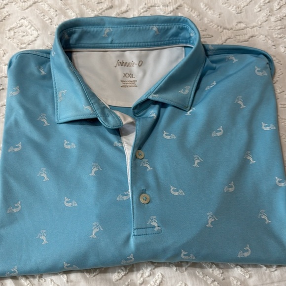 Johnnie-O Blue Performance Golf Mermaid Print Polo Men’s Size XXL - Picture 8 of 9